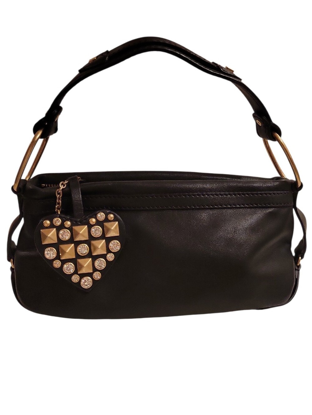 Juicy Couture Leather Shoulder Bag With Heart Charms